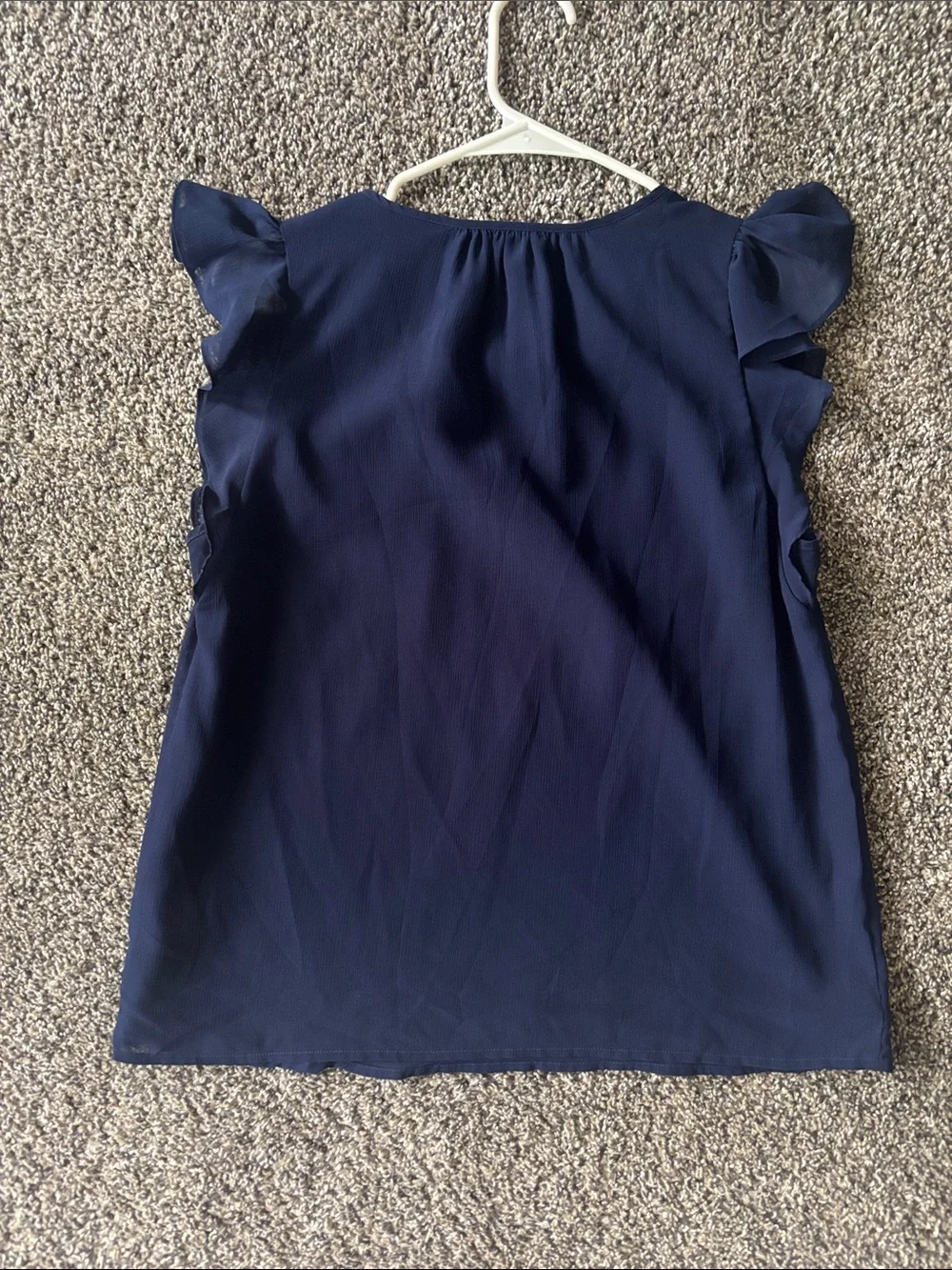 J. Crew Navy Ruffle Sleeve Shell Top - Picture 3 of 3